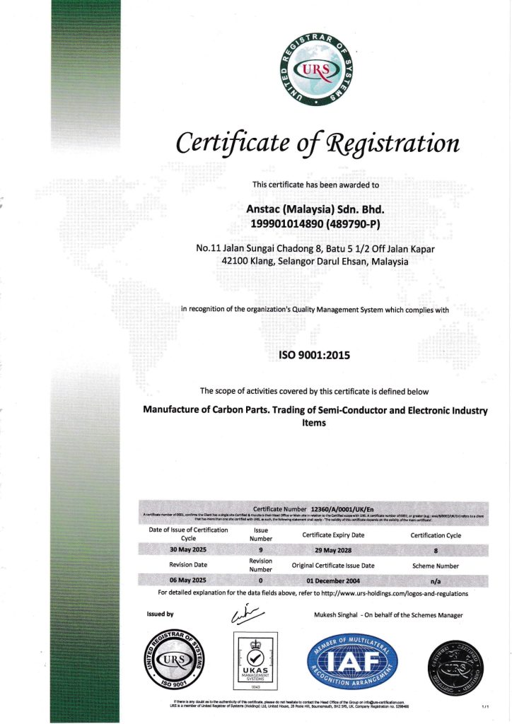 Anstac ISO Certificate (Malaysia)